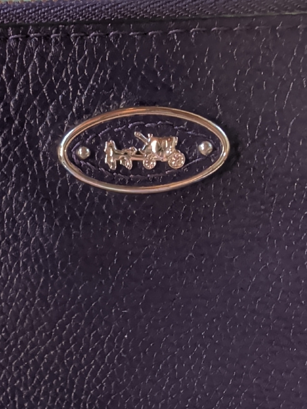 Coach Purple Pebbled Leather Wristlet with Gold Accents - Picture 2 of 8
